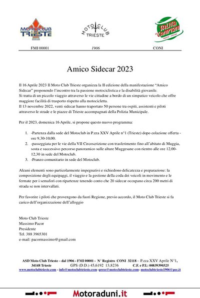 Locandina evento AMICO SIDECAR