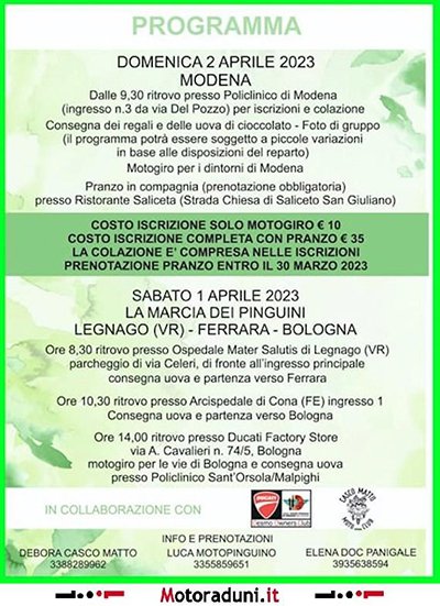 Locandina evento XXII PASQUA PER UN BAMBINO - LEGNAGO FERRARA BOLOGNA