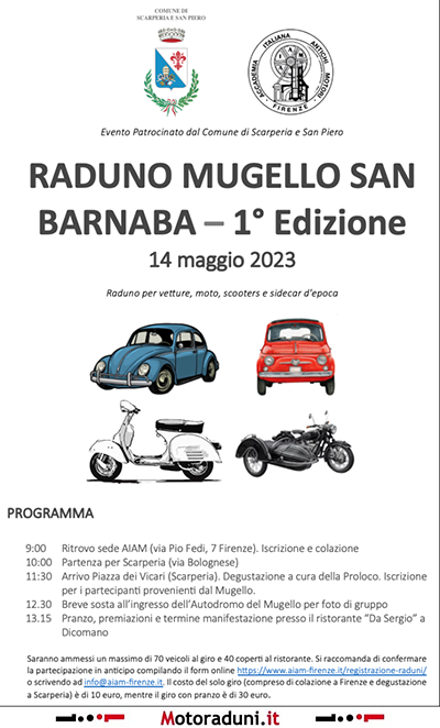 Locandina evento RADUNO MUGELLO SAN BARNABA 1^ EDIZIONE