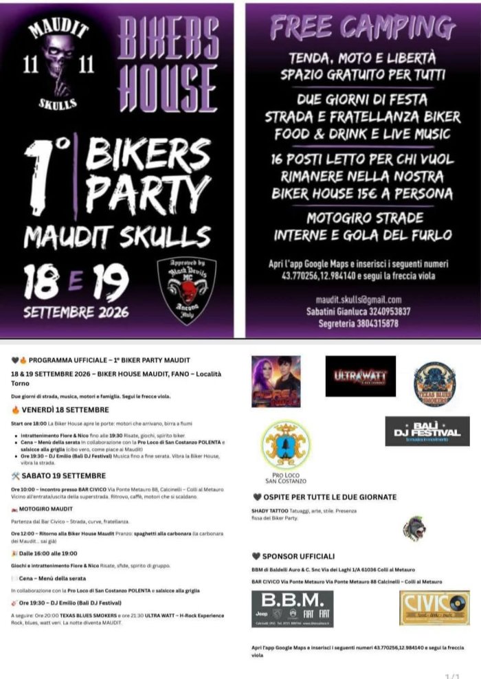 1° BIKERS PARTY MAUDIT SKULLS