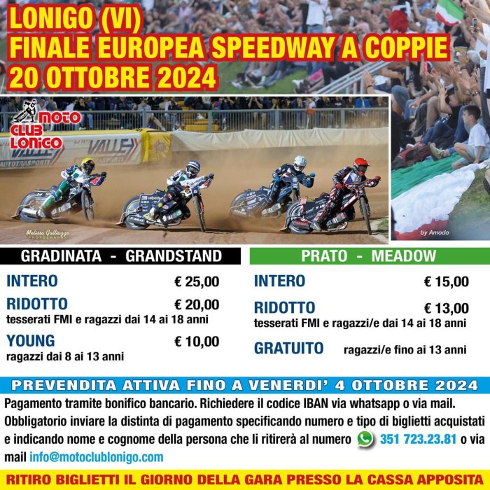 FINALE EUROPEA SPEEDWAY A COPPIE