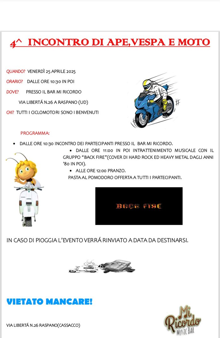 4° moto,ape e vespa incontro