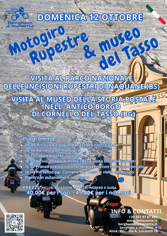MOTOGIRO RUPESTRE E VISITA AL MUSEO DEL TASSO E DELLA STORIA POSTALE