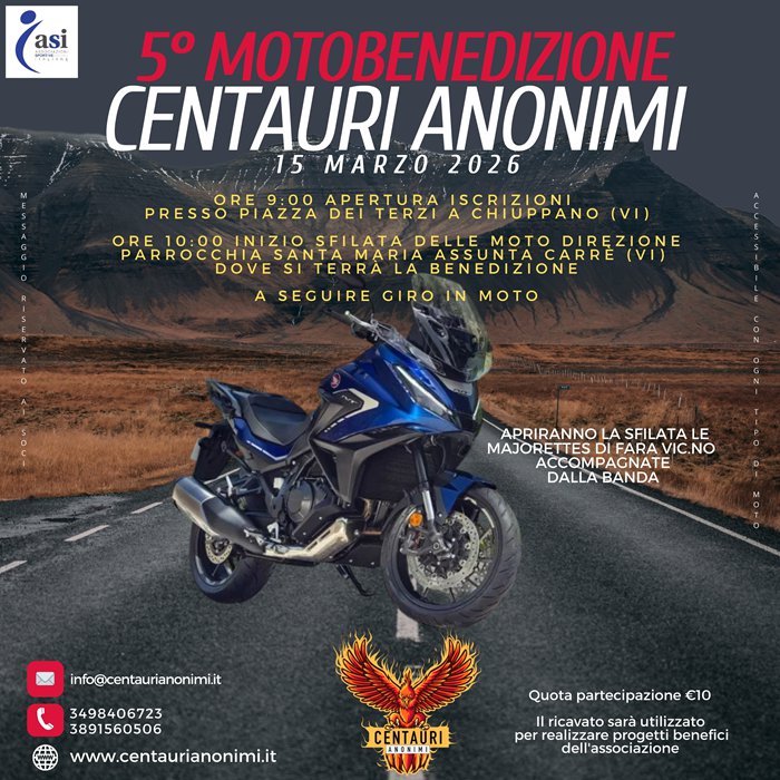5° MOTOBENEDIZIONE Centauri Anonimi NO PROFIT APS se