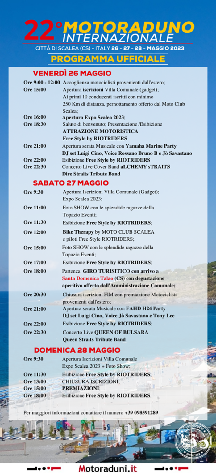 MOTORADUNO INTERNAZIONALE CITTA' DI SCALEA 22° EDIZIONE